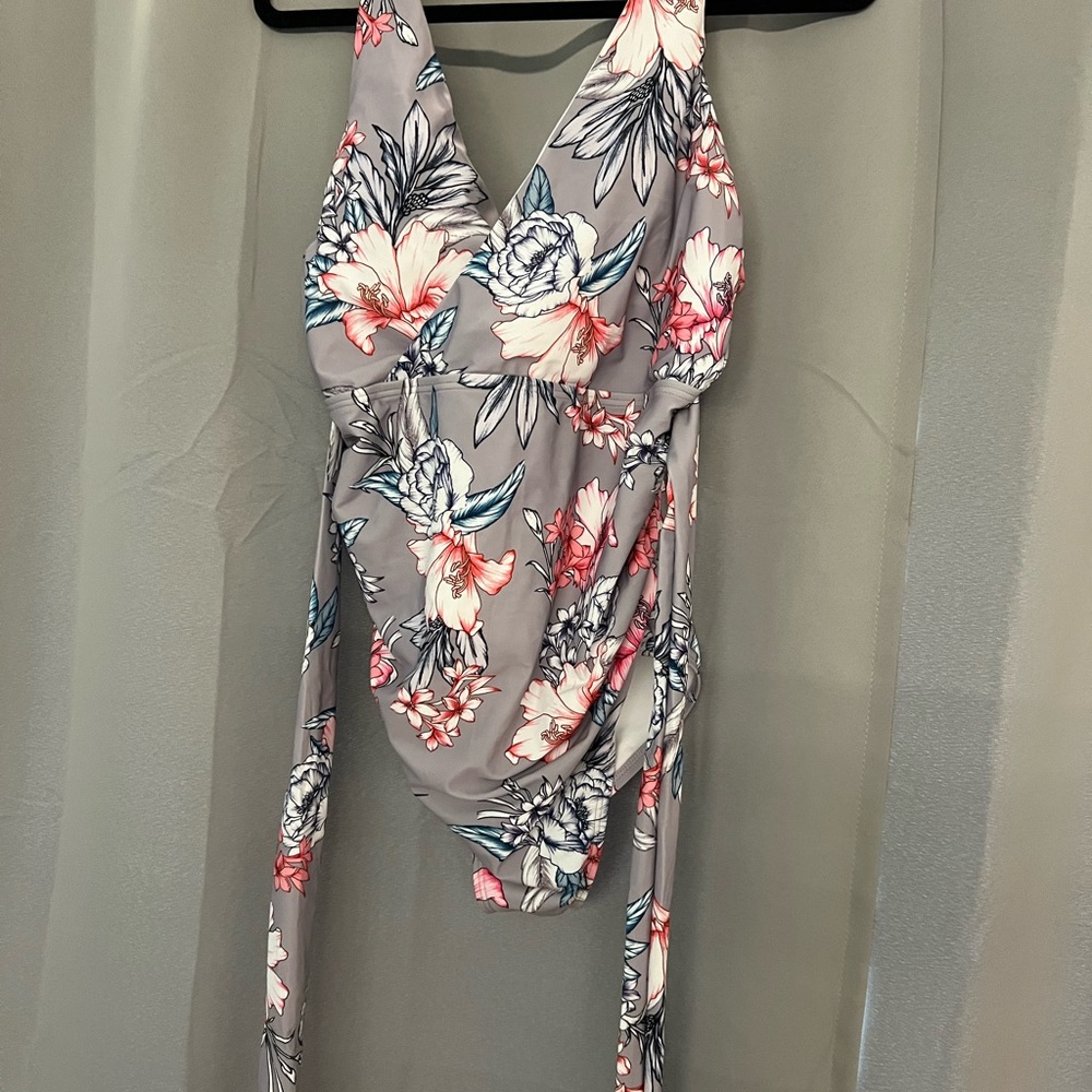 Pinkblush Gray Floral One Piece Swimsuit